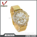 China produce 24 yellow gold lady watches 3 eyes gold watch